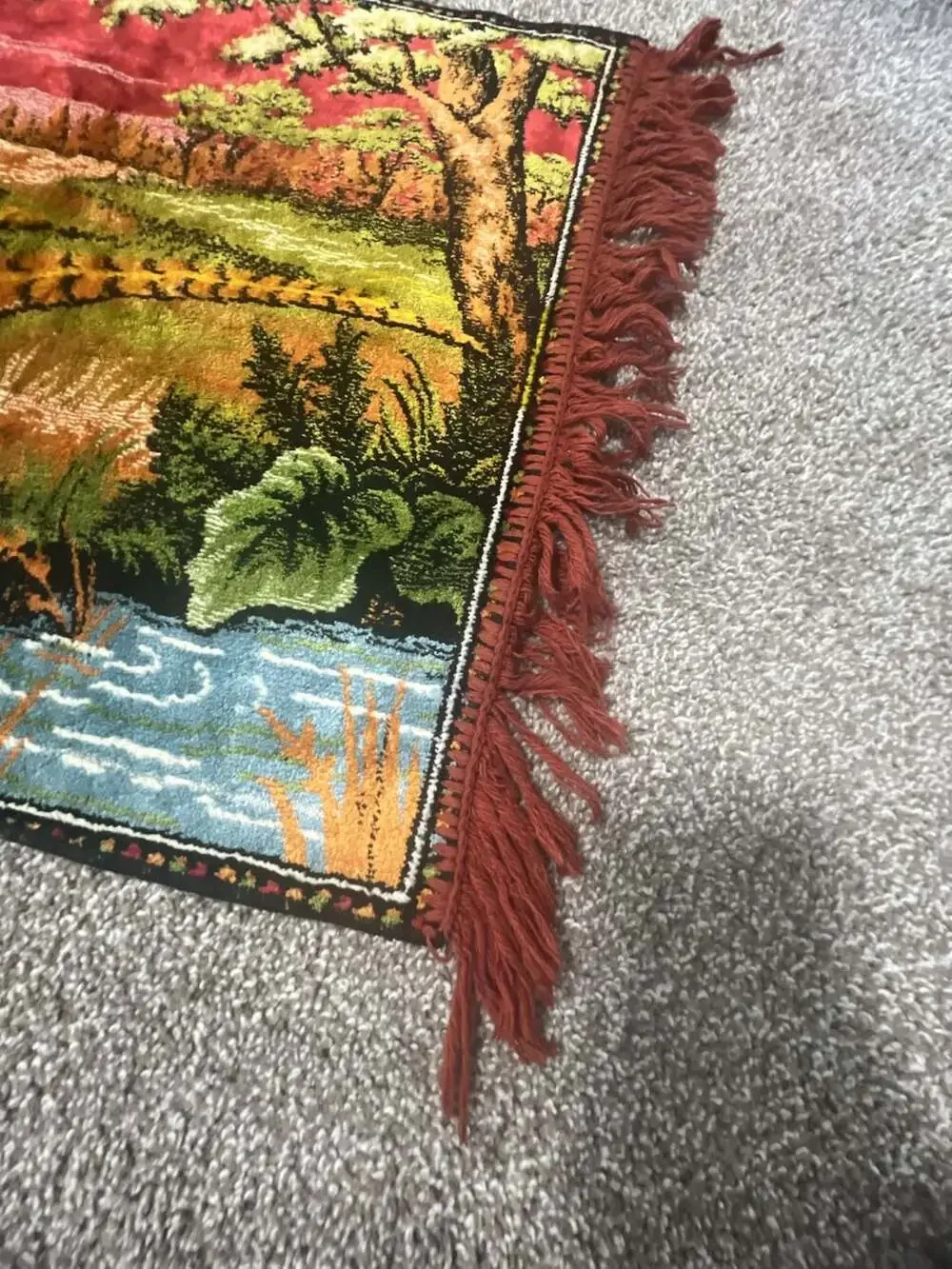 Vintage Pheasant Woodland Velvet Wall Tapestry Rug